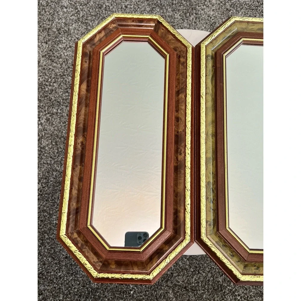 Vintage Wall Mirror Hollywood Regency Wood Pair Granny Core Vintage Glam